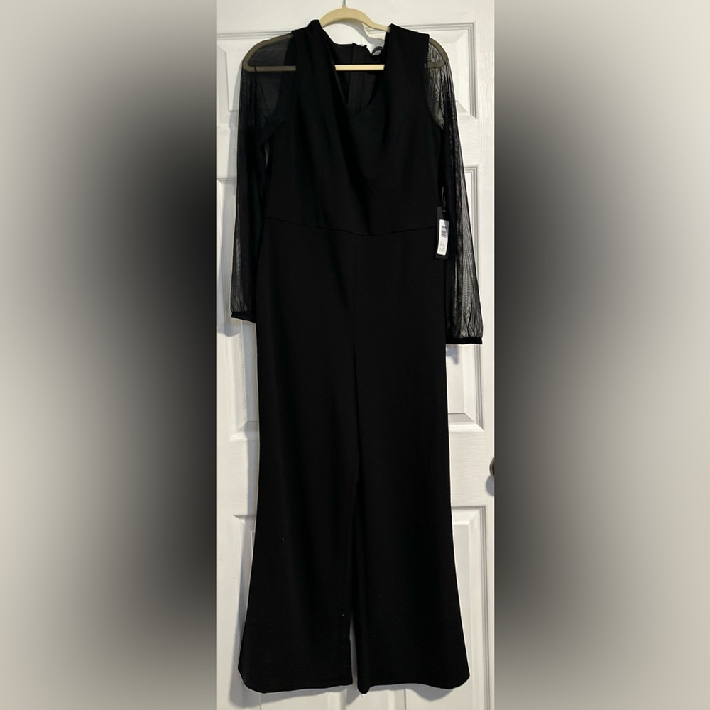 Women's bebe V-Neck Jumpsuit With Powermesh Sleeve Size L - Picture 5 of 6